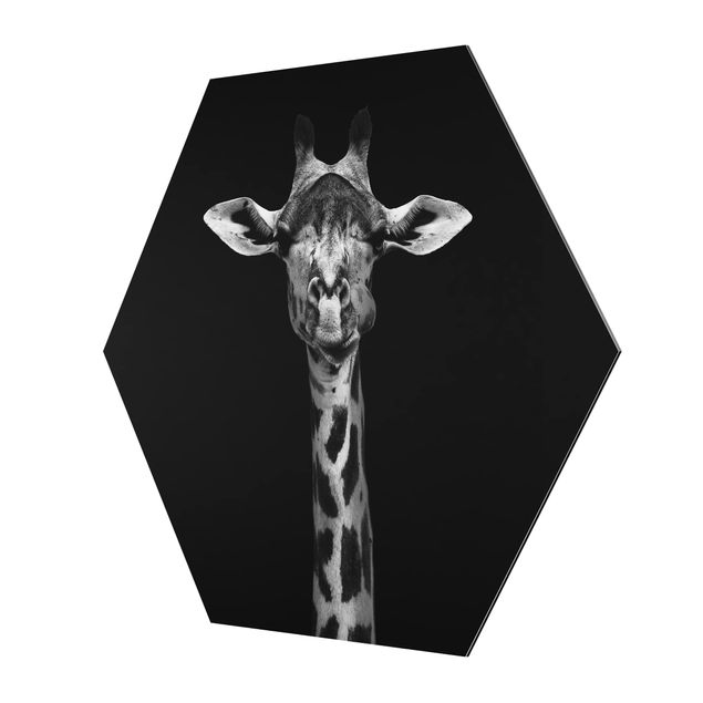 quadros em preto e branco Dark Giraffe Portrait
