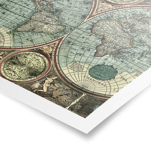 Quadros mapa mundi The Old World