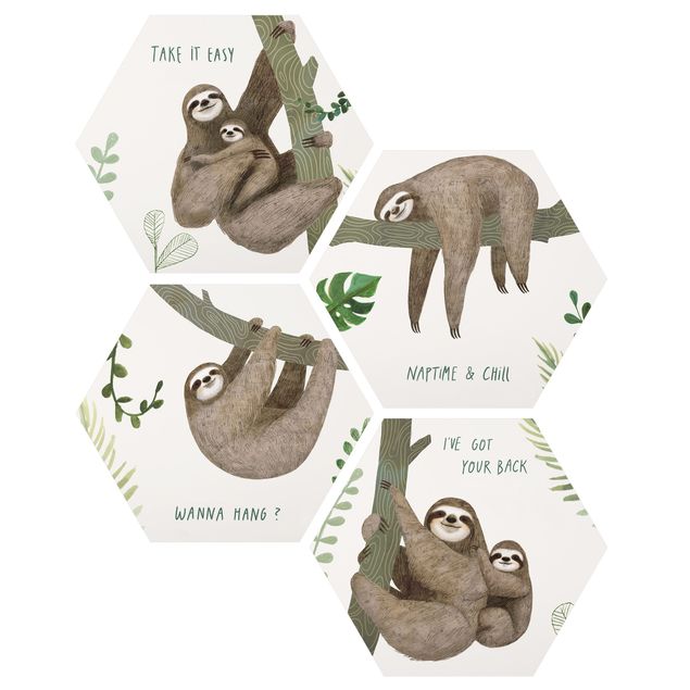 Quadros animais Sloth Proverbs Set II