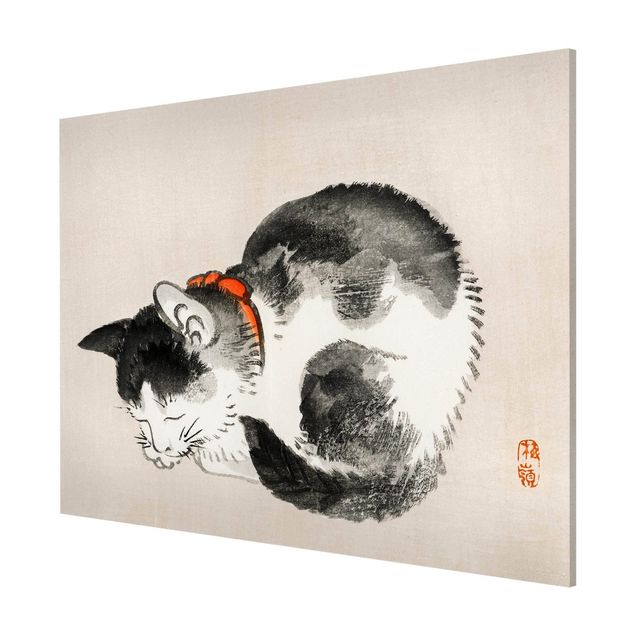 Quadros magnéticos animais Asian Vintage Drawing Sleeping Cat