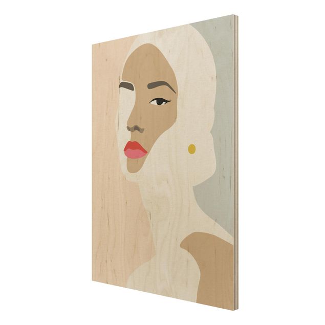 Quadros por movimento artístico Line Art Portrait Woman Pastel Grey