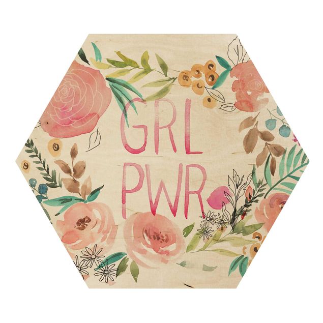 Quadros em madeira Pink Flowers - Girl Power