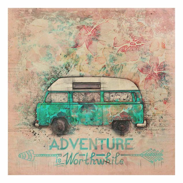 Quadros em madeira frases Bulli Adventure Collage Pastel