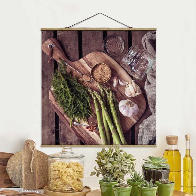 decoraçao para parede de cozinha Asparagus Rustic
