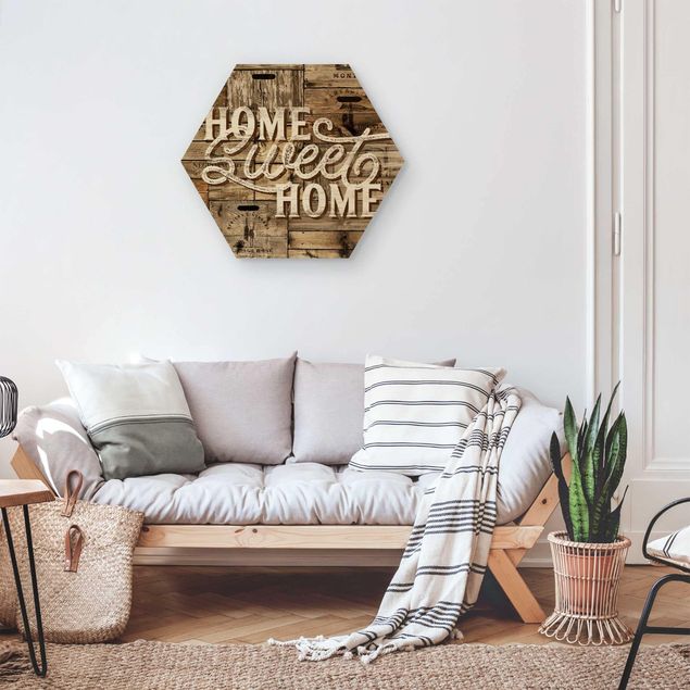 Quadros em madeira frases Home sweet Home Wooden Panel