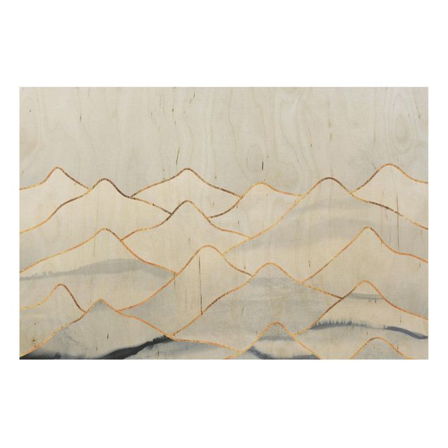 Quadros de Elisabeth Fredriksson Watercolour Mountains White Gold