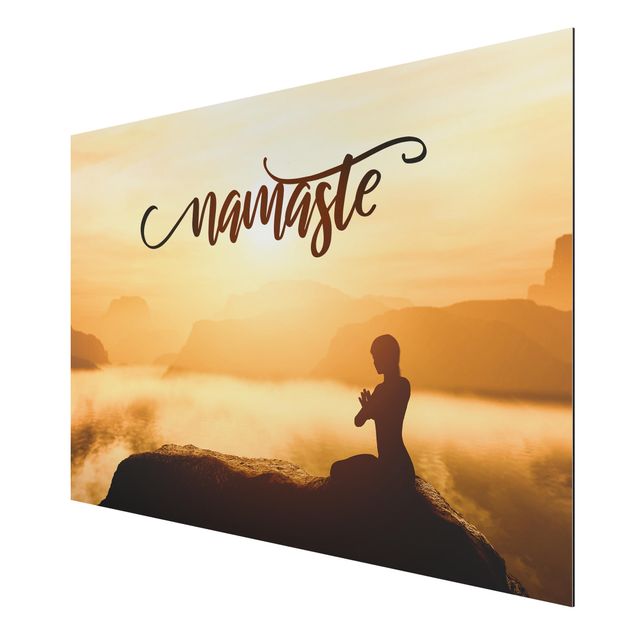 quadro com frases inspiradoras Namaste Sunrise In Mountains