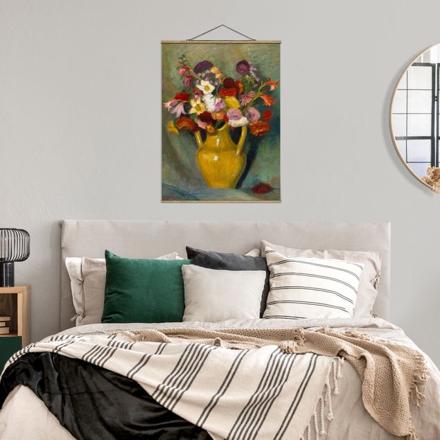 decoraçao para parede de cozinha Otto Modersohn - Colourful Bouquet in Yellow Clay Jug