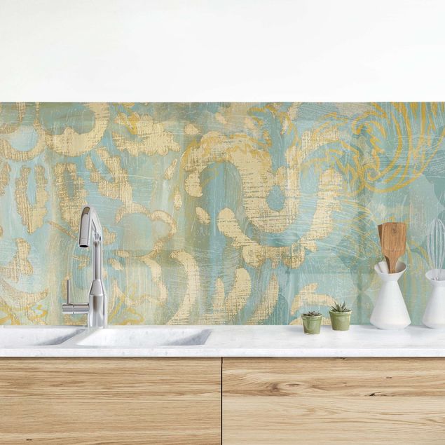 decoraçao para parede de cozinha Moroccan Collage In Gold And Turquoise