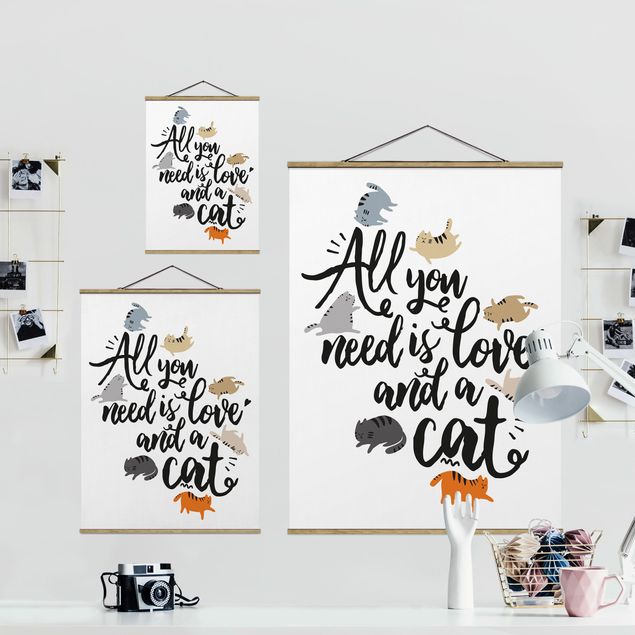 decoração quadros All You Need Is Love And A Cat