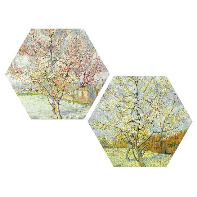 Quadros movimento artístico Pós-impressionismo Vincent Van Gogh - Peach Blossom In The Garden