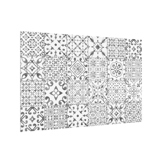 Painel antisalpicos Pattern Tiles Gray White