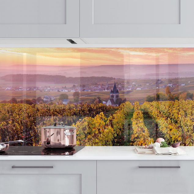 decoraçao para parede de cozinha Wine Plantations At Sunset