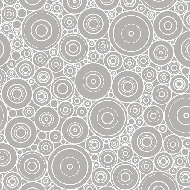 Películas autocolantes cinzas 60s Retro Circle Pattern Light Grey White