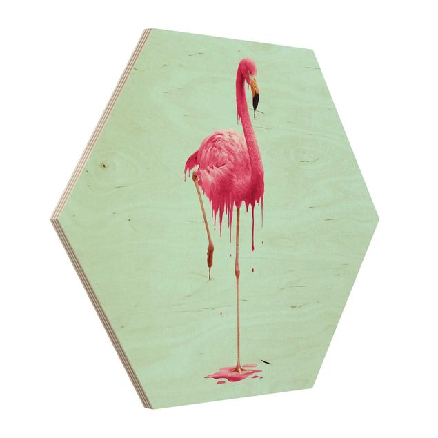 quadro de madeira para parede Melting Flamingo