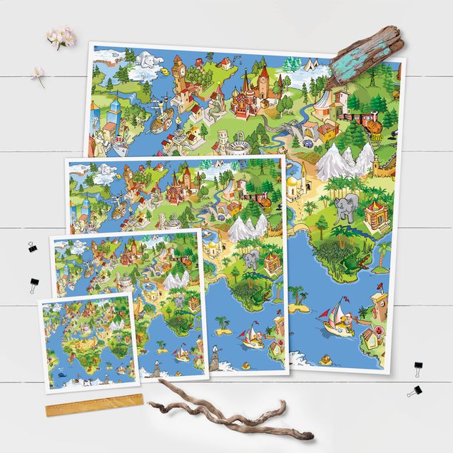 posters decorativos Great and Funny Worldmap