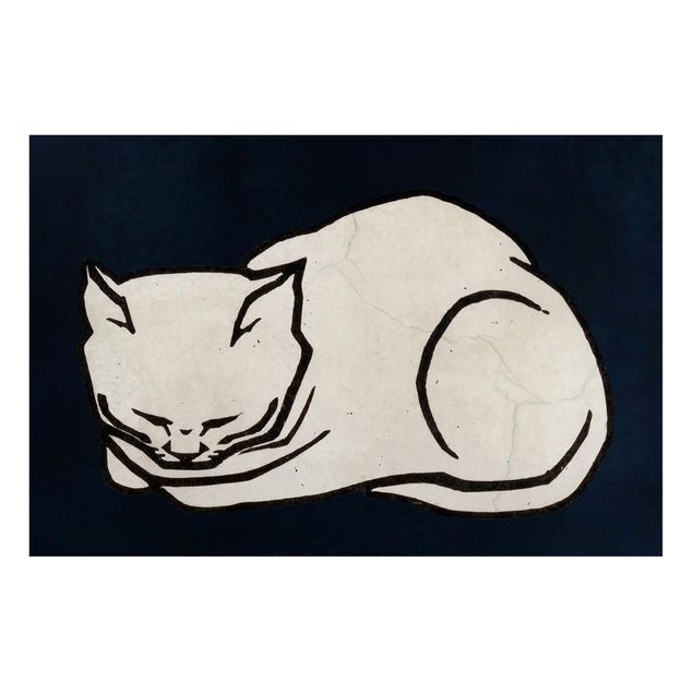 quadros com gatos Sleeping Cat Illustration