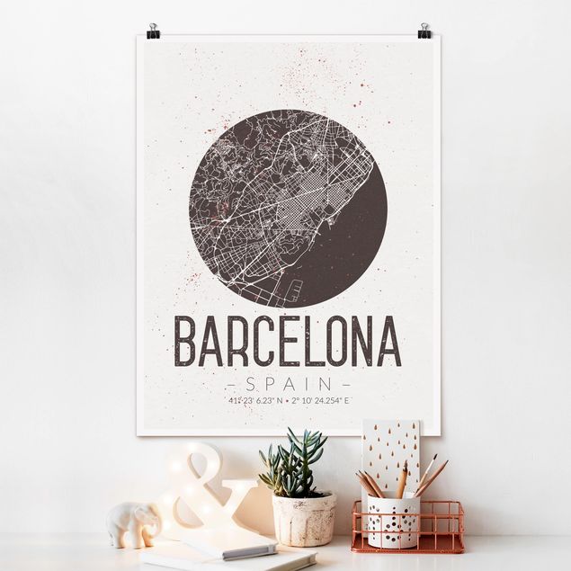 decoraçao cozinha Barcelona City Map - Retro