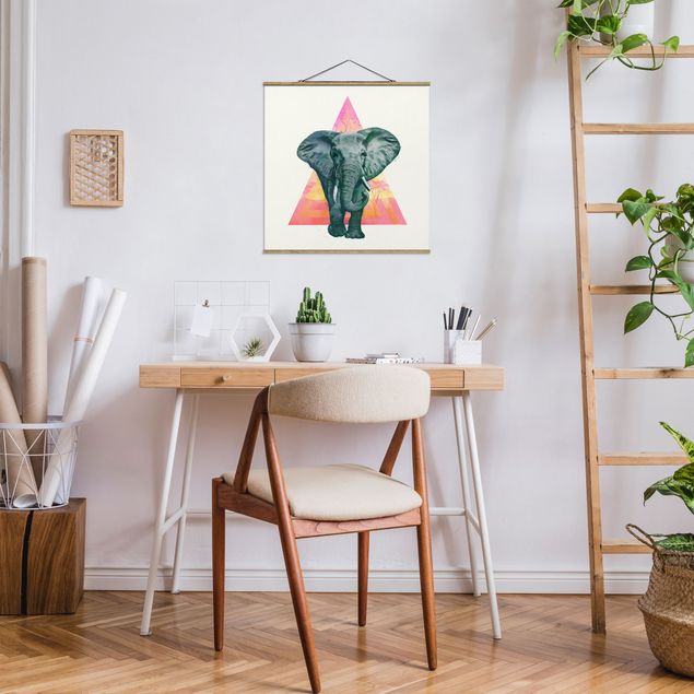 Quadros famosos Illustration Elephant Front Triangle Painting