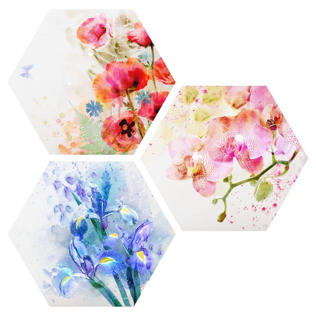 Quadros florais Watercolour Flower Trio
