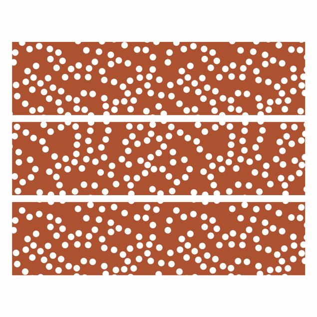 Papel autocolante para móveis Cómoda Malm Aboriginal Dot Pattern Brown