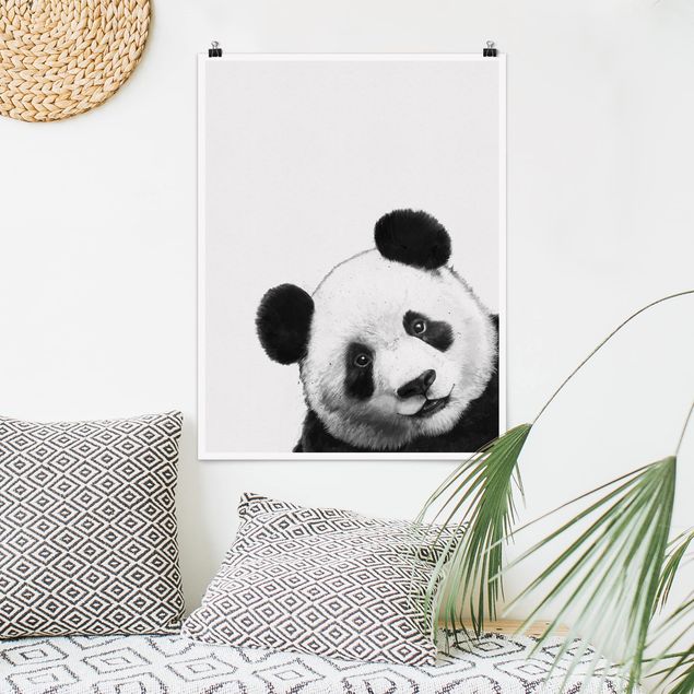 decoraçao para parede de cozinha Illustration Panda Black And White Drawing