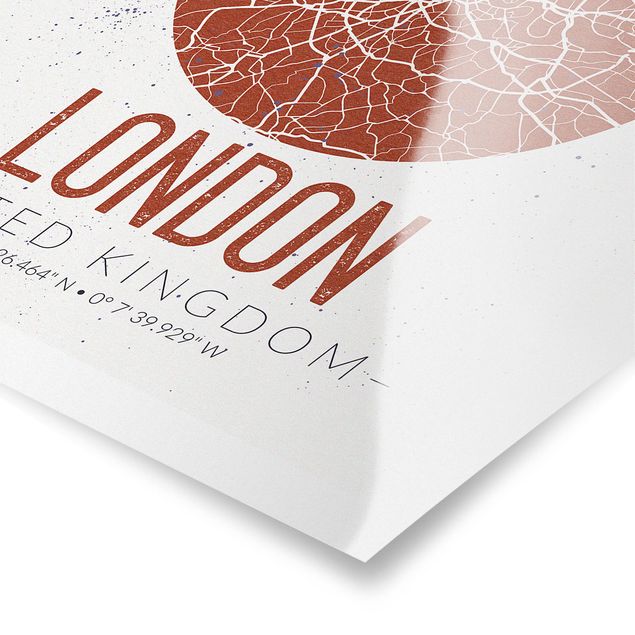 Quadros vermelhos City Map London - Retro