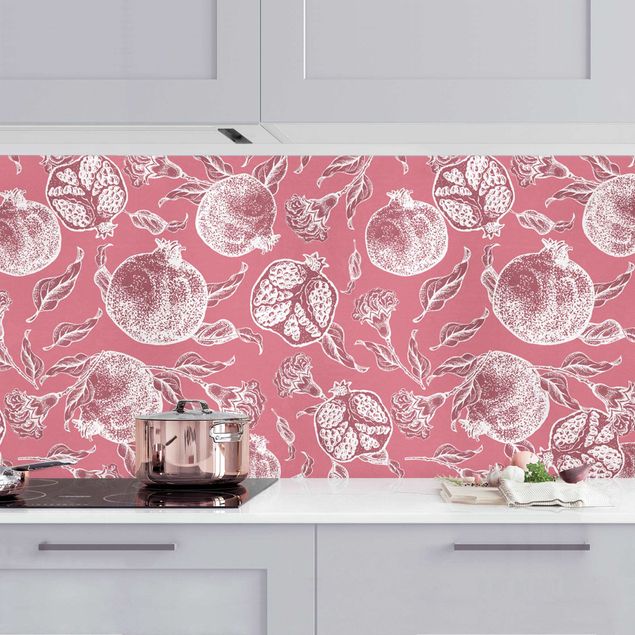 decoraçao para parede de cozinha Copper Engraving Pomegranates