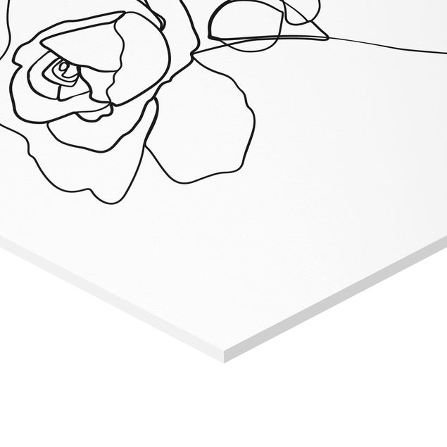 Quadros decorativos Line Art Rose Black White