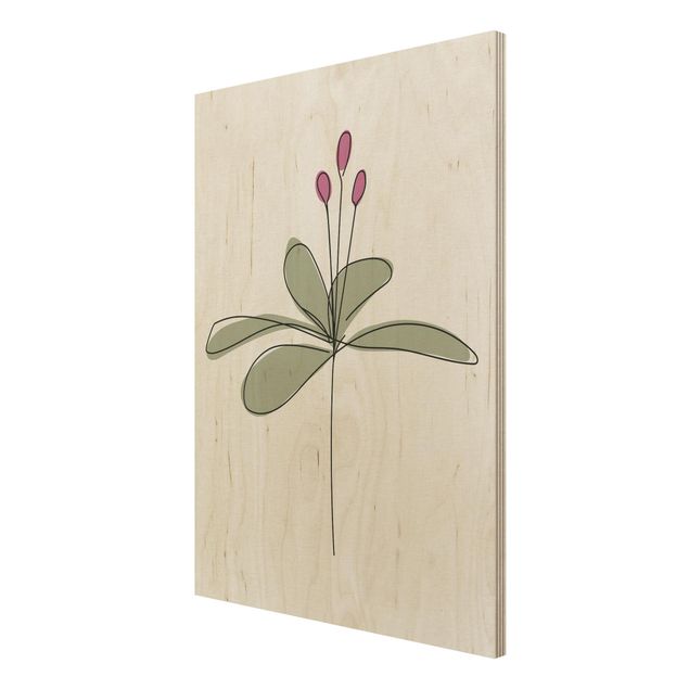Quadros em madeira flores Lily Line Art