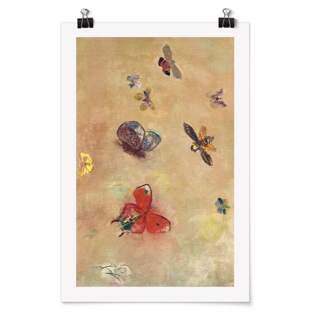 Posters quadros famosos Odilon Redon - Colourful Butterflies