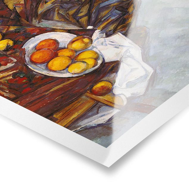 Quadros famosos Paul Cézanne - Still Life, Flower Curtain, And Fruits