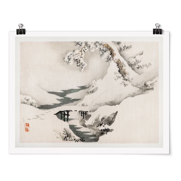 Posters paisagens Asian Vintage Drawing Winter Landscape
