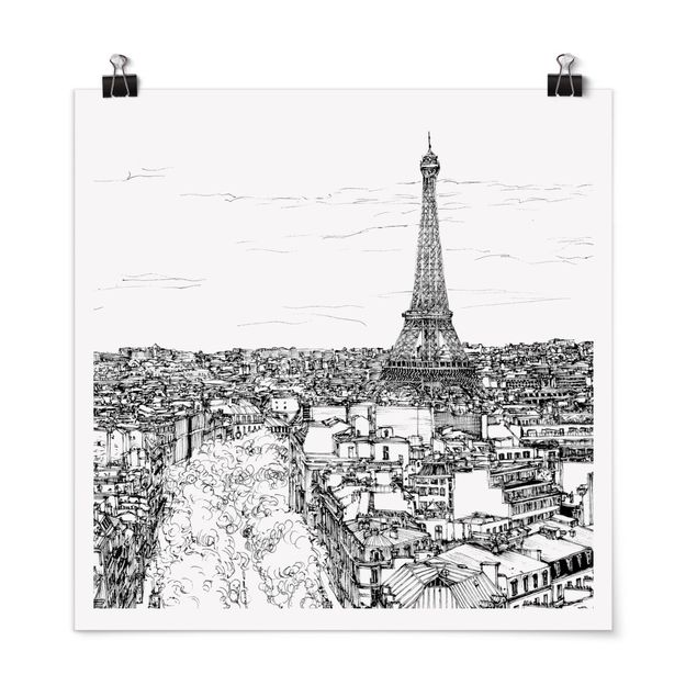 Posters em preto e branco City Study - Paris