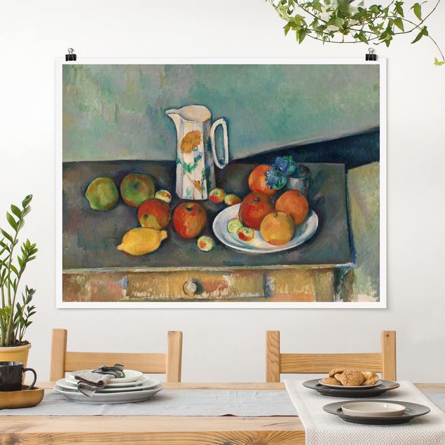 decoraçao para parede de cozinha Paul Cézanne - Still Life With Milk Jug And Fruit