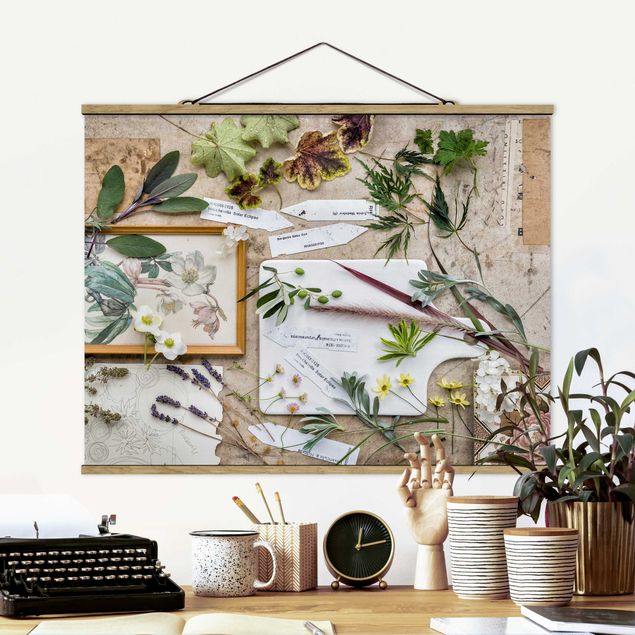 decoraçao para parede de cozinha Flowers And Garden Herbs Vintage
