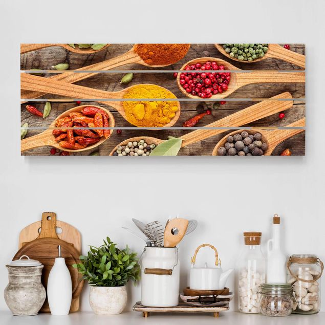 decoraçoes cozinha Spices On Wooden Spoon