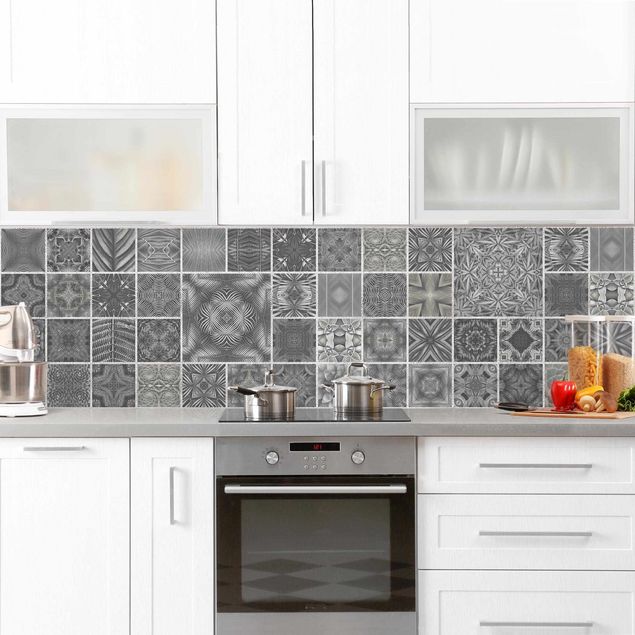 Quadros de Andrea Haase Grey Jungle Tiles With Silver Shimmer