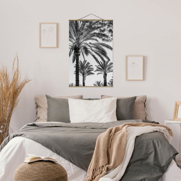 quadros de paisagens Palm Trees At Sunset Black And White