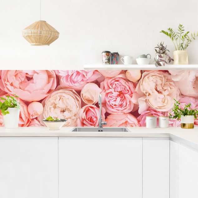 Backsplash de cozinha flores Roses Rosé Coral Shabby