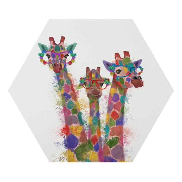 Quadros forex Rainbow Splash Giraffe Trio