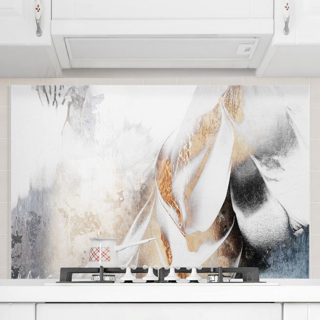 decoraçao para parede de cozinha Golden Abstract Painting Winter