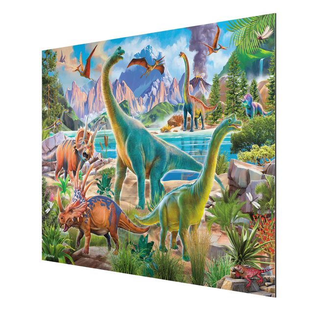 quadros decorativos para sala modernos Brachiosaurus And Tricaterops