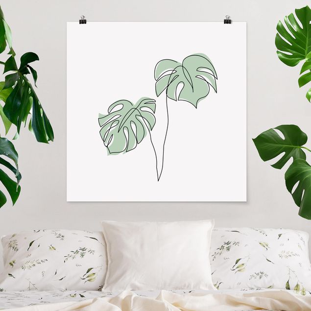Posters flores Monstera Leaves Line Art