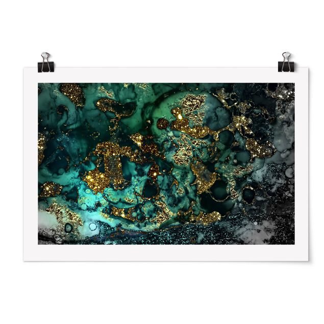 quadro decorativo mar Golden Sea Islands Abstract