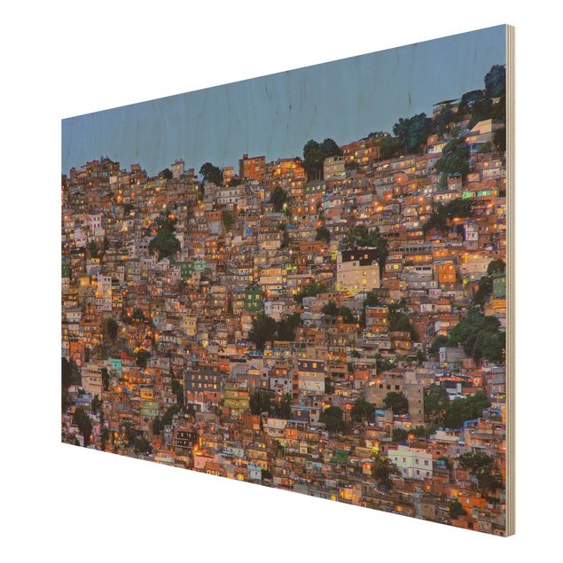 Quadros em madeira Rio De Janeiro Favela Sunset