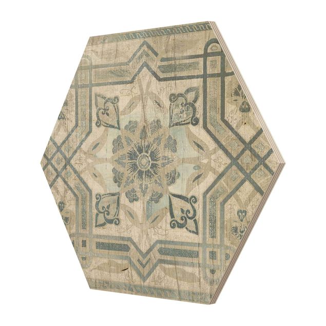 Quadros hexagonais Wood Panels Persian Vintage III