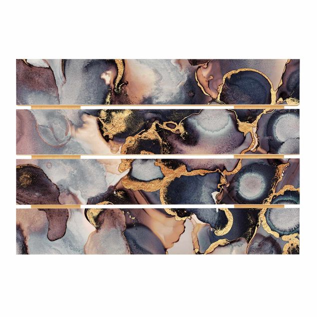 Quadros em madeira Marble Watercolour With Gold