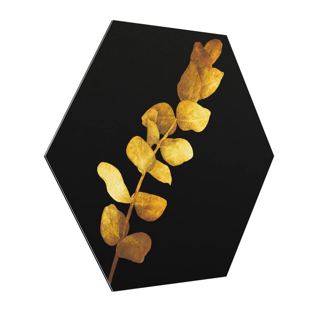quadros modernos para quarto de casal Gold - Eucalyptus On Black