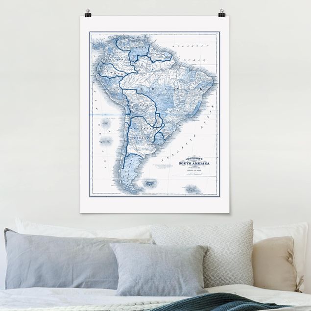 decoraçao cozinha Map In Blue Tones - South America